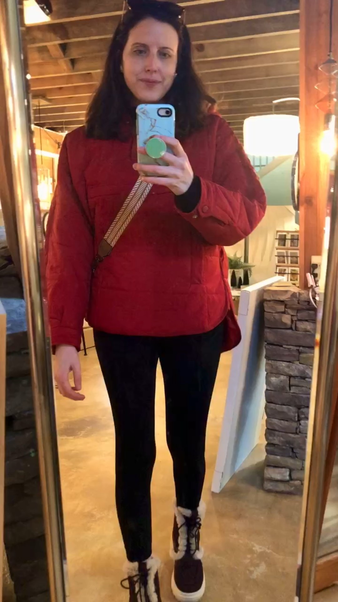 Winter outfit! Love this puffer pullover from amazon. I’ve been wearing in on repeat since I got it. Wore this walking around blowing rock nc. ❤️🎁