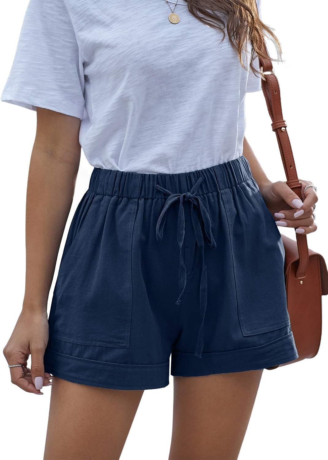 Elapsy Womens Casual Drawstring Elastic Waist Summer Shorts with Pockets S-2XL | Amazon (US)