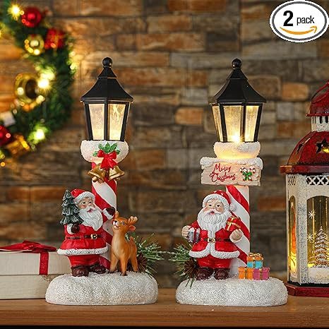 2 Pack Christmas Light Table Decorations Red Cardinal LED Lamppost Tabletop Statue Tabletop Figur... | Amazon (US)