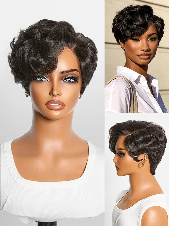Beginner Friendly Roll Curl Glueless Pixie Cut Wig | Luvmehair
