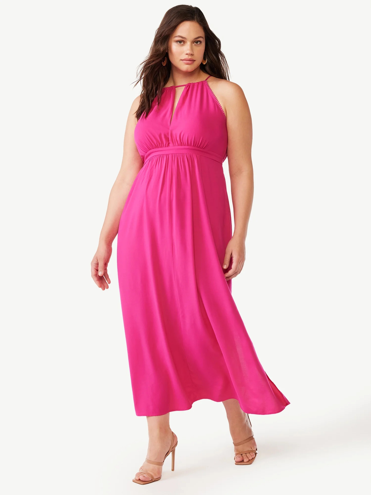Sofia Jeans Women's Plus Size Empire Halter Maxi Dress - Walmart.com | Walmart (US)