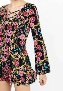 EXPRESS LACE-UP NECKLINE ROMPER 4 *BOLD FLORAL PRINT* NEW W/TAGS! | eBay | eBay US