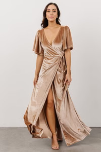 Meghan Velvet Wrap Maxi Dress | Rust | Baltic Born