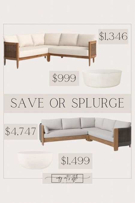Look for less outdoor sofa, save or splurge outdoor sectional couch, white round coffee table

#LTKHome #LTKSaleAlert