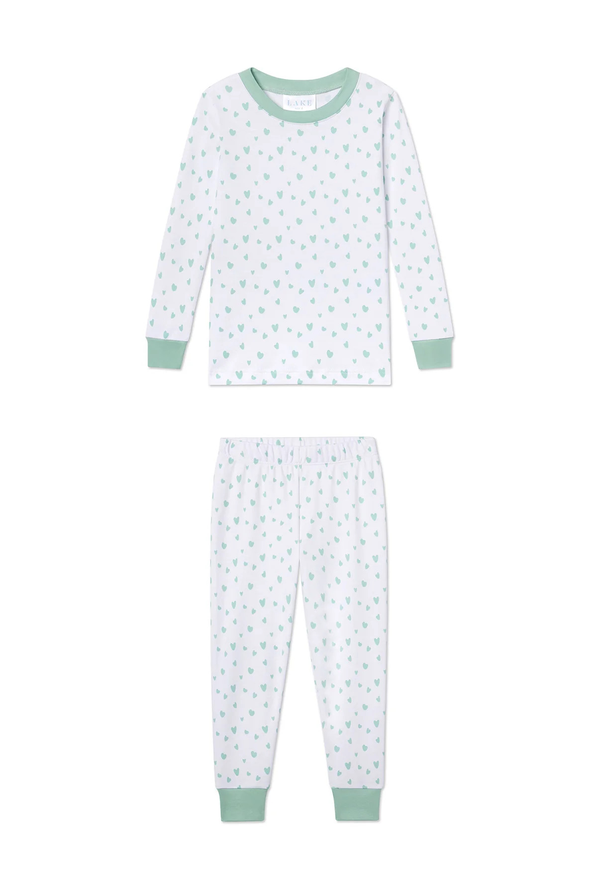 Kids Long-Long Set in Parisian Green Mini Heart | Lake Pajamas