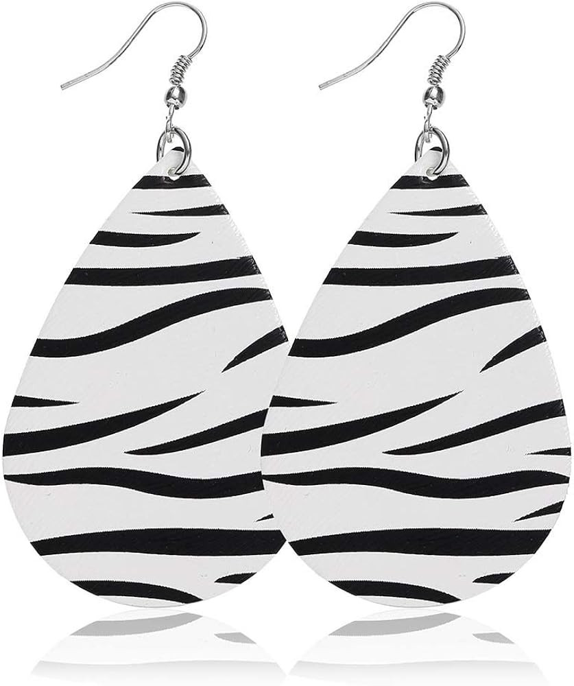 Teardrop Lightweight Leather Earrings for Women Girls Snakeskin Pattern Camouflage Zebra Pattern Dan | Amazon (US)