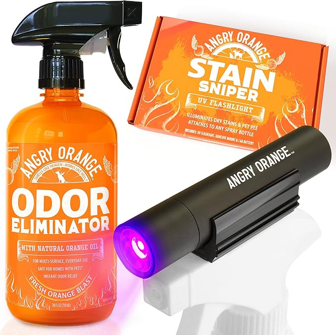 ANGRY ORANGE Pet Odor Eliminator Kit for Dog Urine - Citrus - 24 oz + UV Flashlight | Amazon (US)