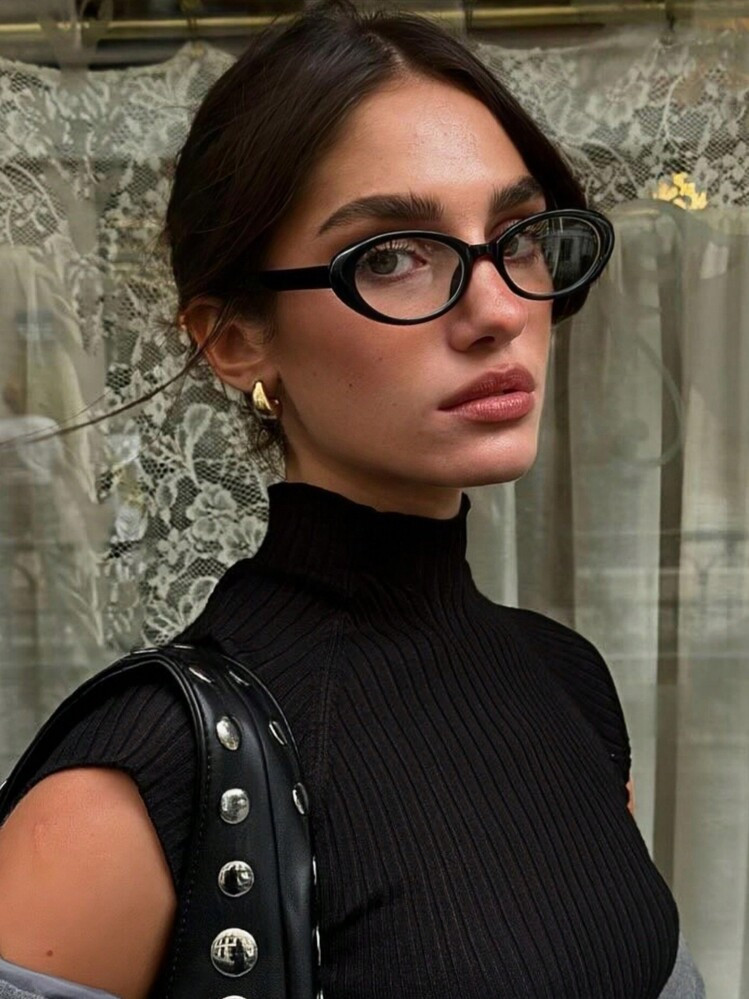 1pc Women's Full Frame Oval Vintage Style Eyeglasses, Transparent Lenses, Suitable For Daily Wear, Commute, Study Valentines | SHEIN