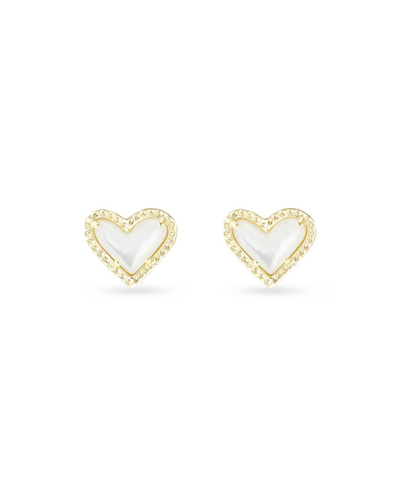 Ari Heart Gold Stud Earrings in Ivory Mother-of-Pearl | Kendra Scott