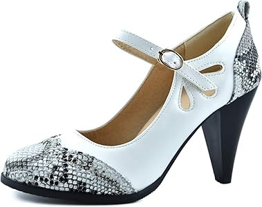 Womens Brown Retro Mary Jane Oxford High Heels Pumps Shoes for Women Teardrop Cutout Round Toe Pi... | Amazon (US)