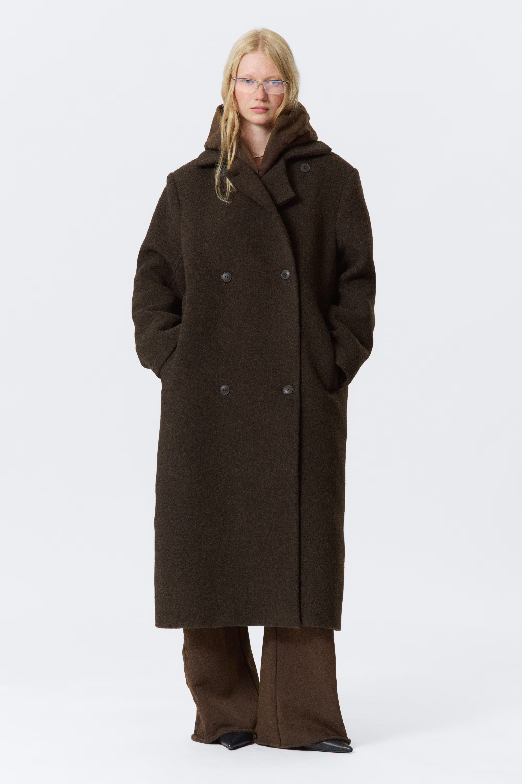 Oversized Double-Breasted Wool Blend Coat | Weekday