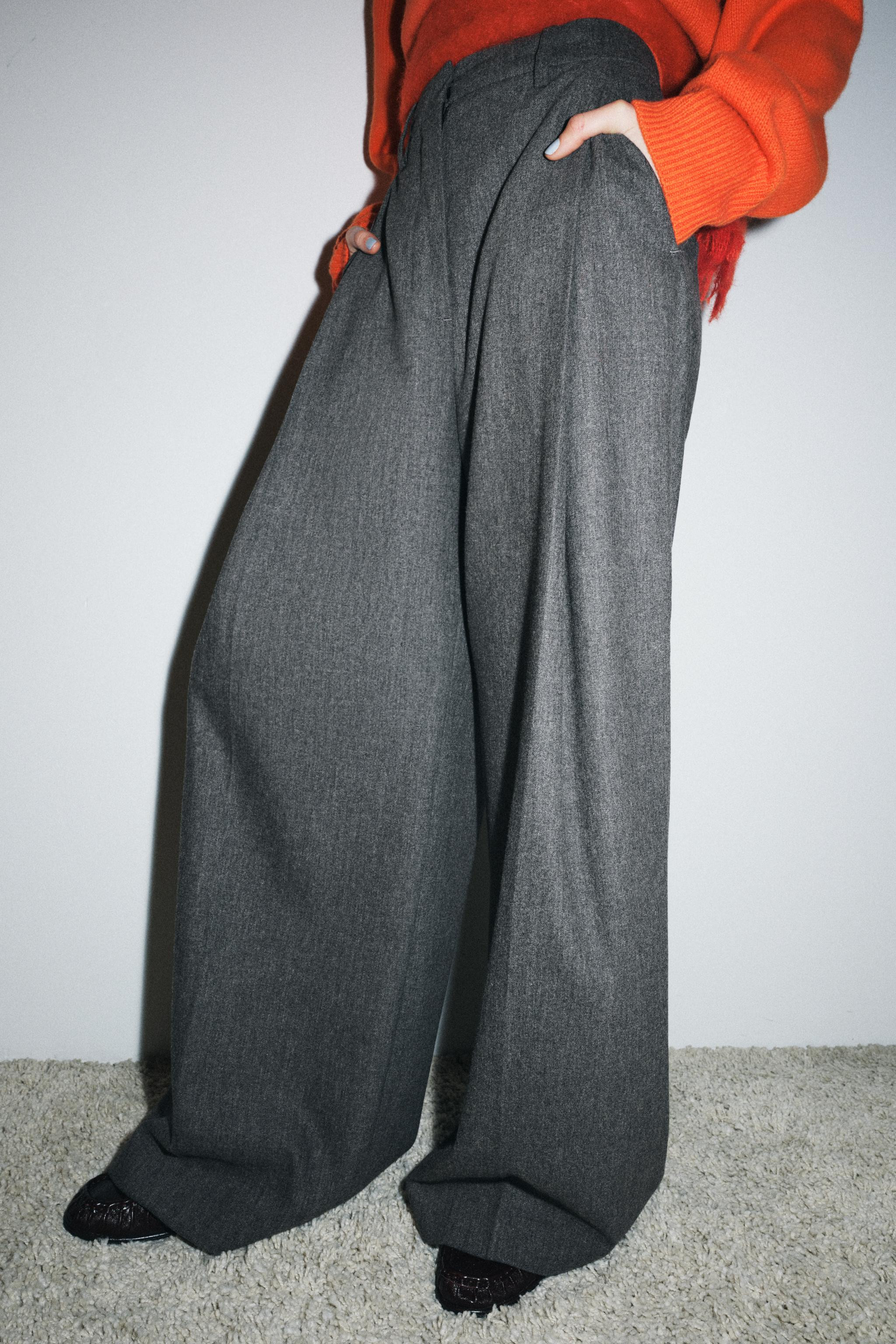 ZW COLLECTION WIDE LEG PLEATED PANTS | Zara US