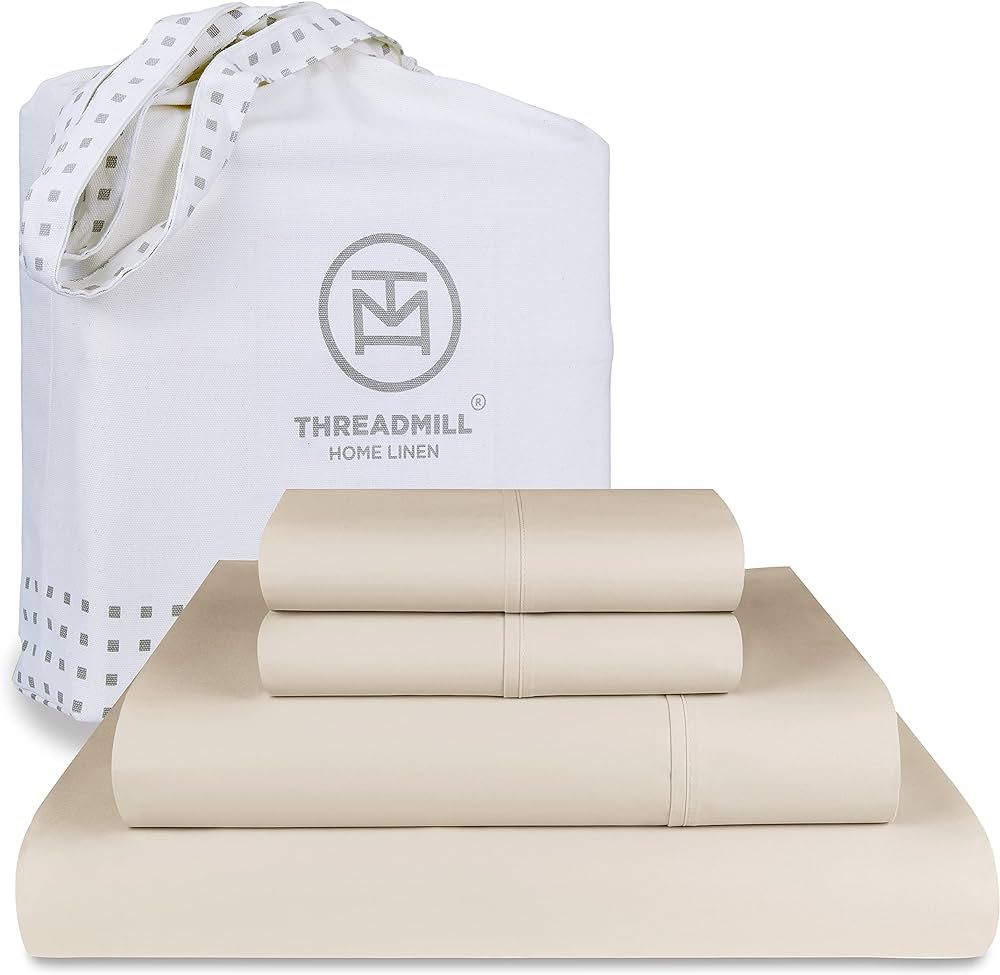 Threadmill 100% Cotton Sheets for Queen Size Bed - 600 Thread Count Queen Bed Sheets Set with 16... | Amazon (US)