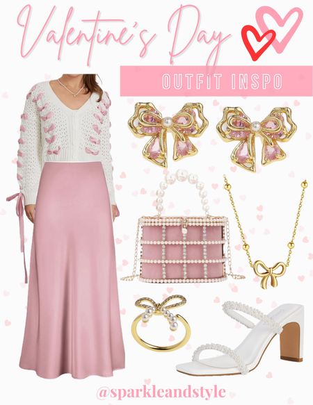 Valentine’s Day Outfit Inspo 🎀

white and pink bow sweater, pink satin skirt maxi skirt, pink bow earrings, bow necklace, pink pearl rhinestone purse, white pearl sandal heels, bow ring

Valentine’s Day fashion, Valentine’s Day styles, Valentine’s Day outfits, VDAY outfits, VDAY styles, VDAY fashion

#LTKitbag #LTKfindsunder50 #LTKfindsunder100