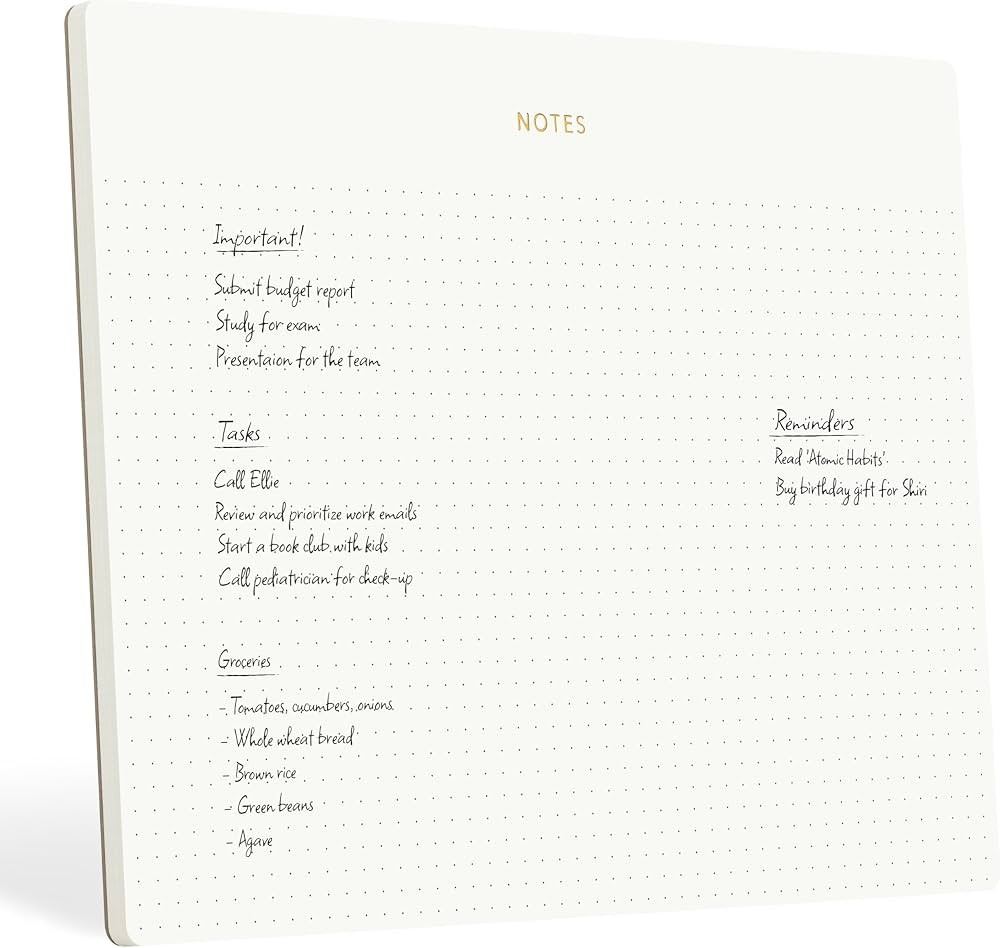 Mouse Pad Notepad for Professionals, 9.8" x 7.9", 50 Sheets, Minimalist, Gold Foiled, Dotted Layo... | Amazon (US)