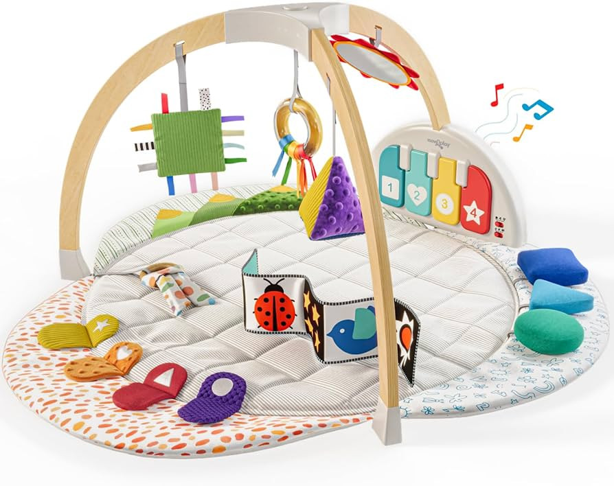 Little Acorn, Montessori Inspired Wooden Kick & Play Baby Gym | Musical Piano | Tummy Time Activi... | Amazon (US)