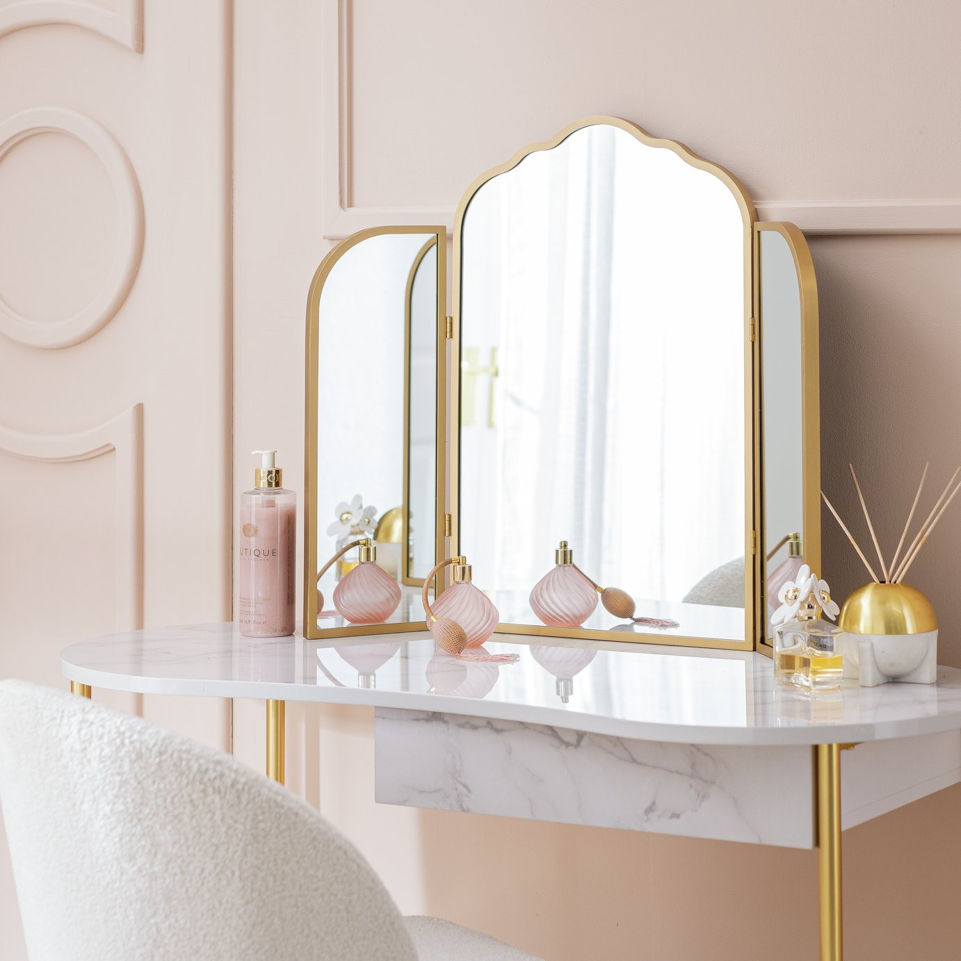 Argos Home Gold Vintage Curved Dressing Table Mirror-75x60cm | argos.co.uk