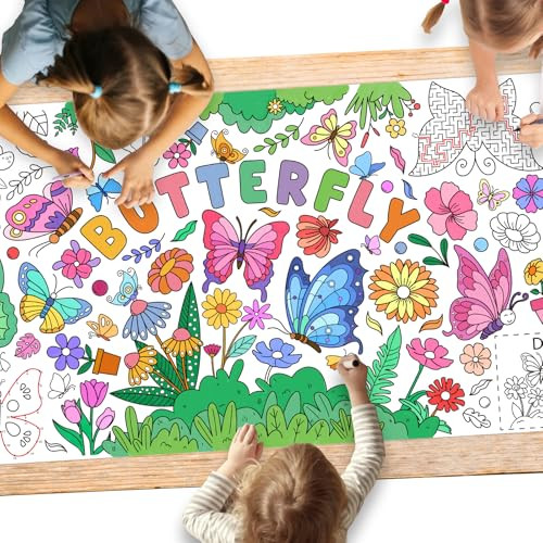 Butterfly Birthday Party Giant Coloring Poster - 31.5X 72 Inches - Versatile Classroom Wall Décor & Butterfly Birthday Decorations-Poster or Table Cover for School Parties and Special Events | Amazon (US)