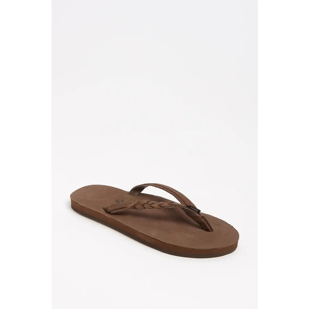 Rainbow® Rainbow 'Flirty' Braided Leather Flip Flop in Expresso at Nordstrom, Size Small | Nordstrom