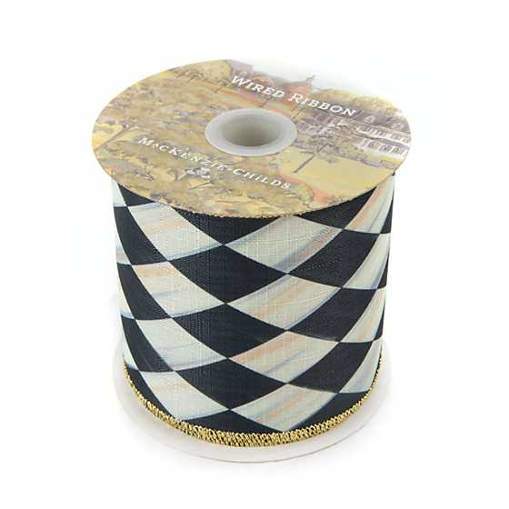 Courtly Harlequin 4" Ribbon - Gold Back | MacKenzie-Childs