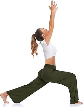 UEU Womens Wide Leg Yoga Pants High Waisted Adjustable Tie Knot Joggers Casual Loose Plus Size Lo... | Amazon (US)