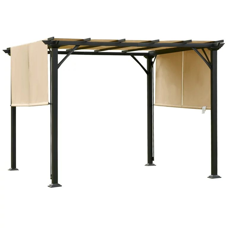 Outsunny 10' x 10' Outdoor Patio Gazebo Pergola with Retractable Canopy Roof, Steel Frame with St... | Walmart (US)