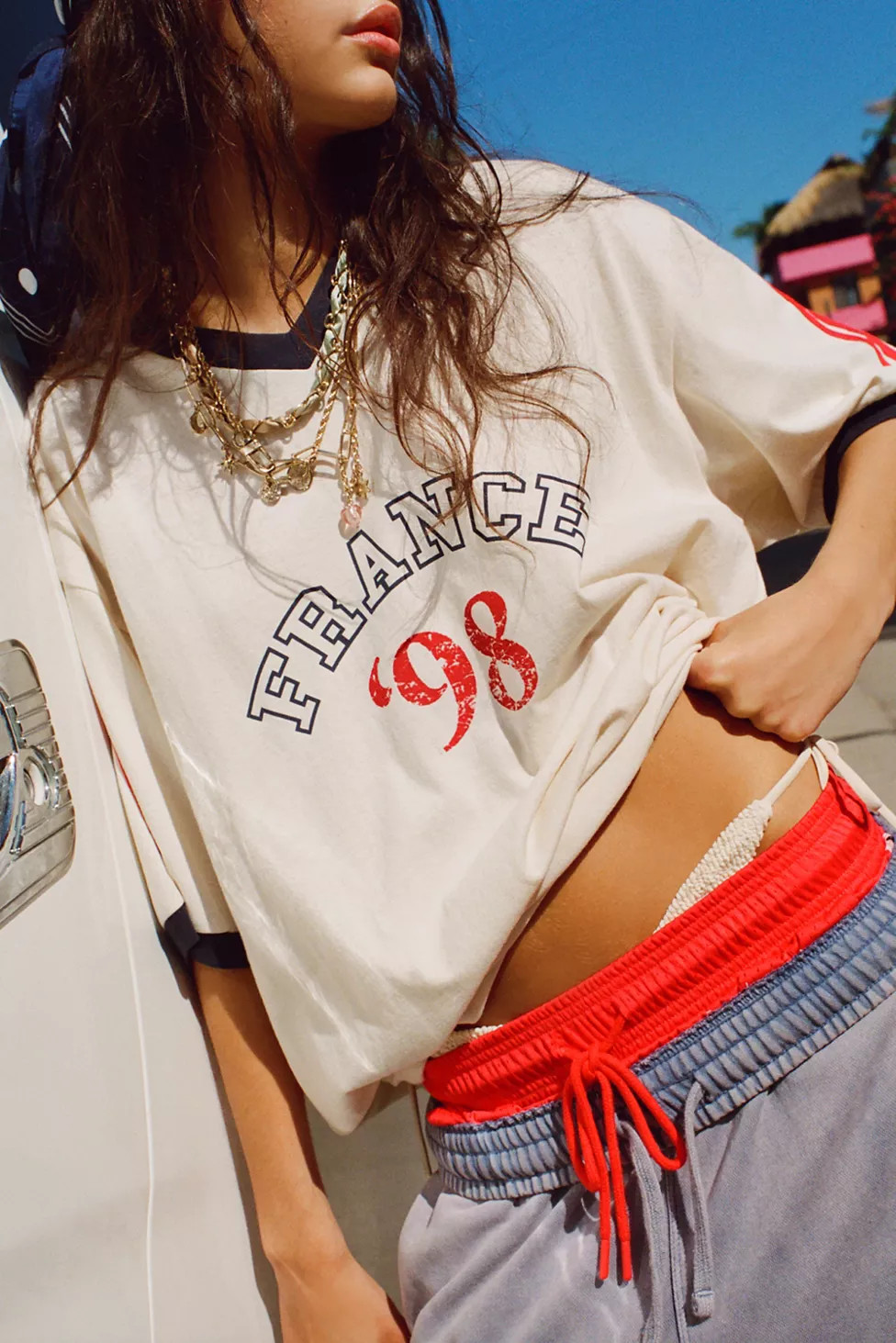 1998 France Oversized V-Neck Jersey Tee | Urban Outfitters (US and RoW)