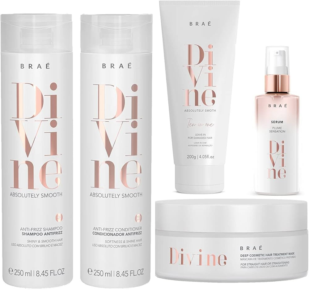 kit Braé Divine Anti Frizz Shampoo + Condicionador 250ml + Máscara Hidratação 200g + Sérum 6... | Amazon (BR)