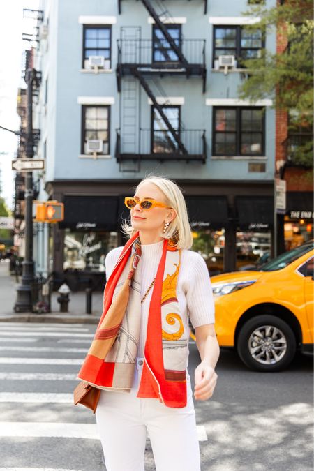 These 🍊 sunglasses add the perfect pop of color to my spring/summer looks! Shop these and more of my favorite bright shades by following me in the LTK app 🧡 the scarf is Hermes!

#LTKStyleTip