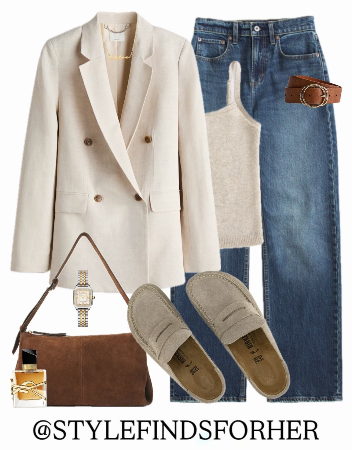 Jeans, oversized blazer and loafers. The perfect brunch outfit. 

Linen blend blazer, straight leg denim jeans, wool blend vest, suede handbag, Birkenstock Naples and 2 tone jewellery  

#LTKuk #LTKjeans #LTKspring