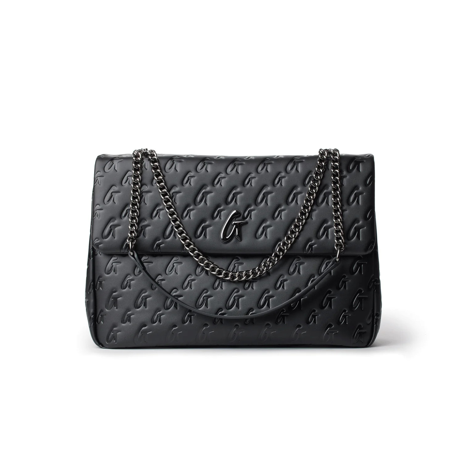 LARGE MONOGRAM FLAP BAG - BLACK | Glam-Aholic Lifestyle