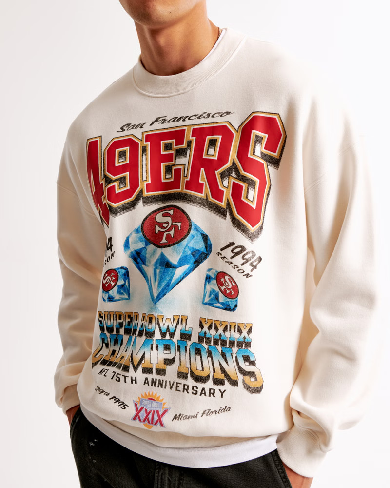 Men's San Francisco 49ers Graphic Crew Sweatshirt | Men's Tops | Abercrombie.com | Abercrombie & Fitch (US)