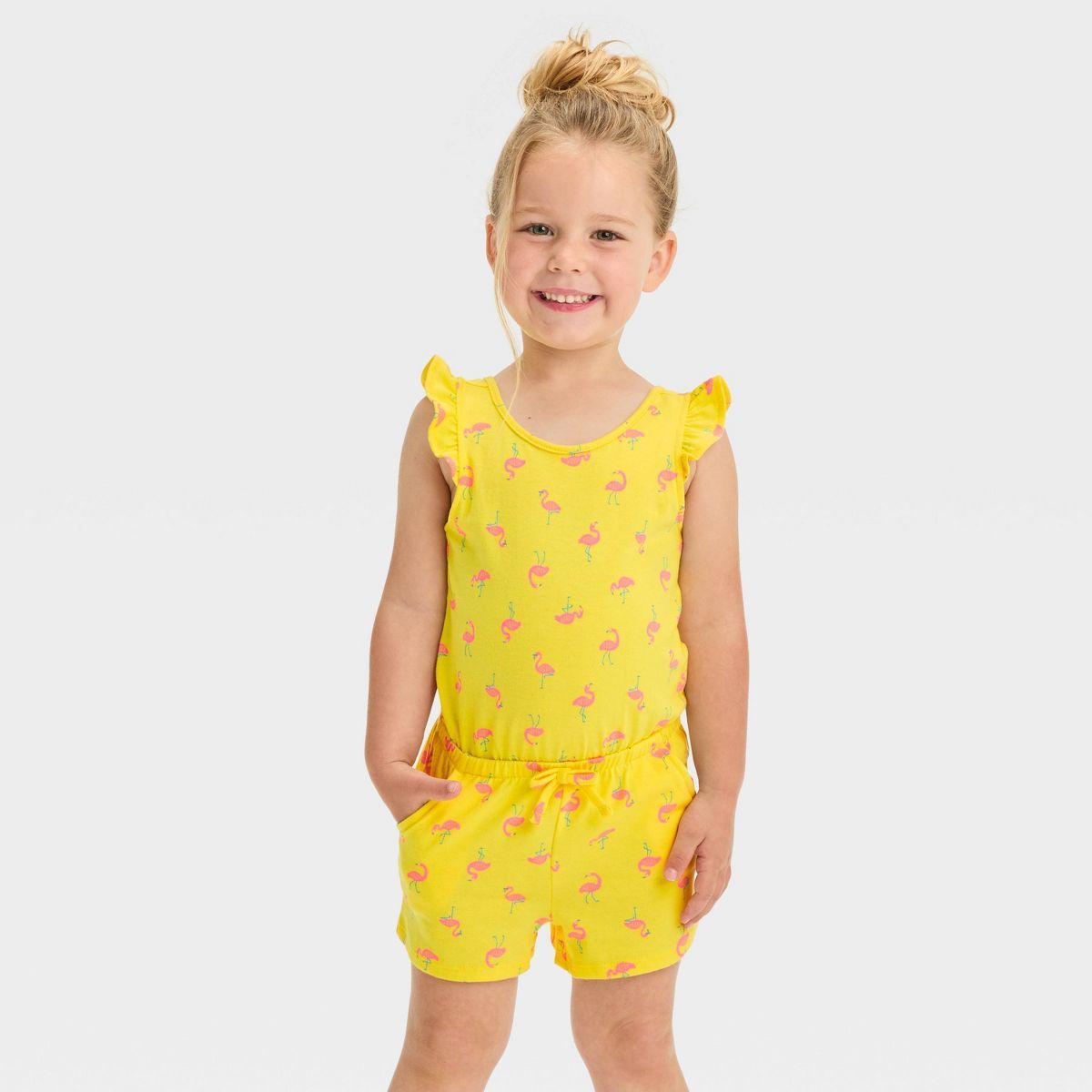 Toddler Girls' Flamingo Romper - Cat & Jack™ Yellow | Target
