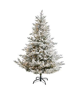 Nearly Natural Flocked Fraser Fir Artificial Christmas Tree with 500 Warm Lights and 236 Bendable... | Macys (US)
