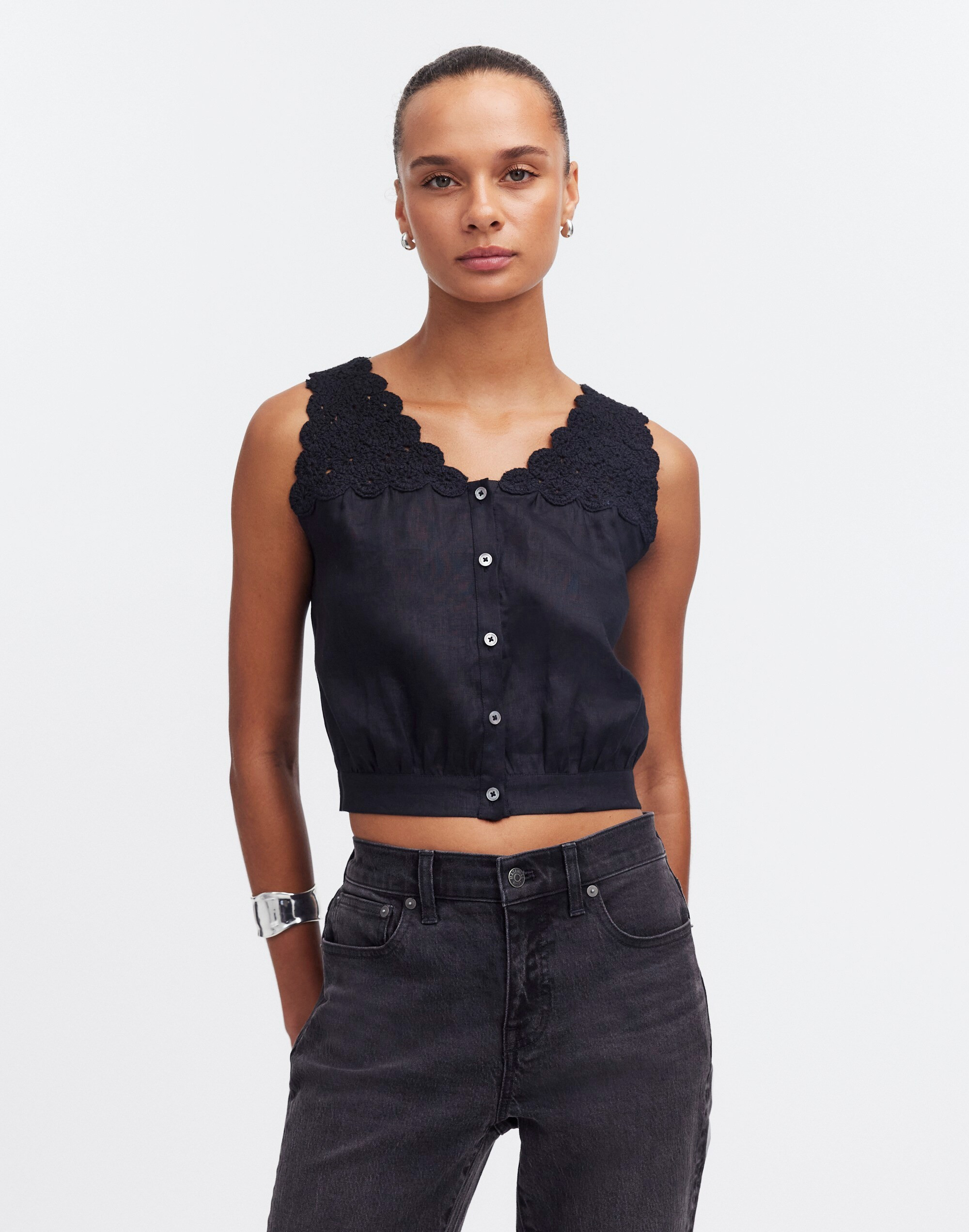 Embroidered V-Neck Bubble Top | Madewell