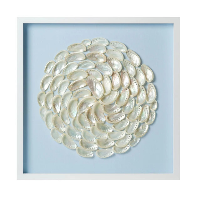 Pearl Abalone Shell Ripple Framed Art - Light Blue | Cailini Coastal