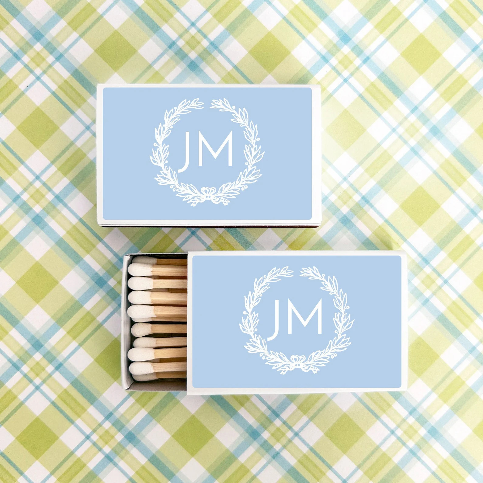 Wedding BULK Matches Set of 50, Monogram Wreath Personalized Matches, Matchboxes Wedding Party Fa... | Etsy (US)