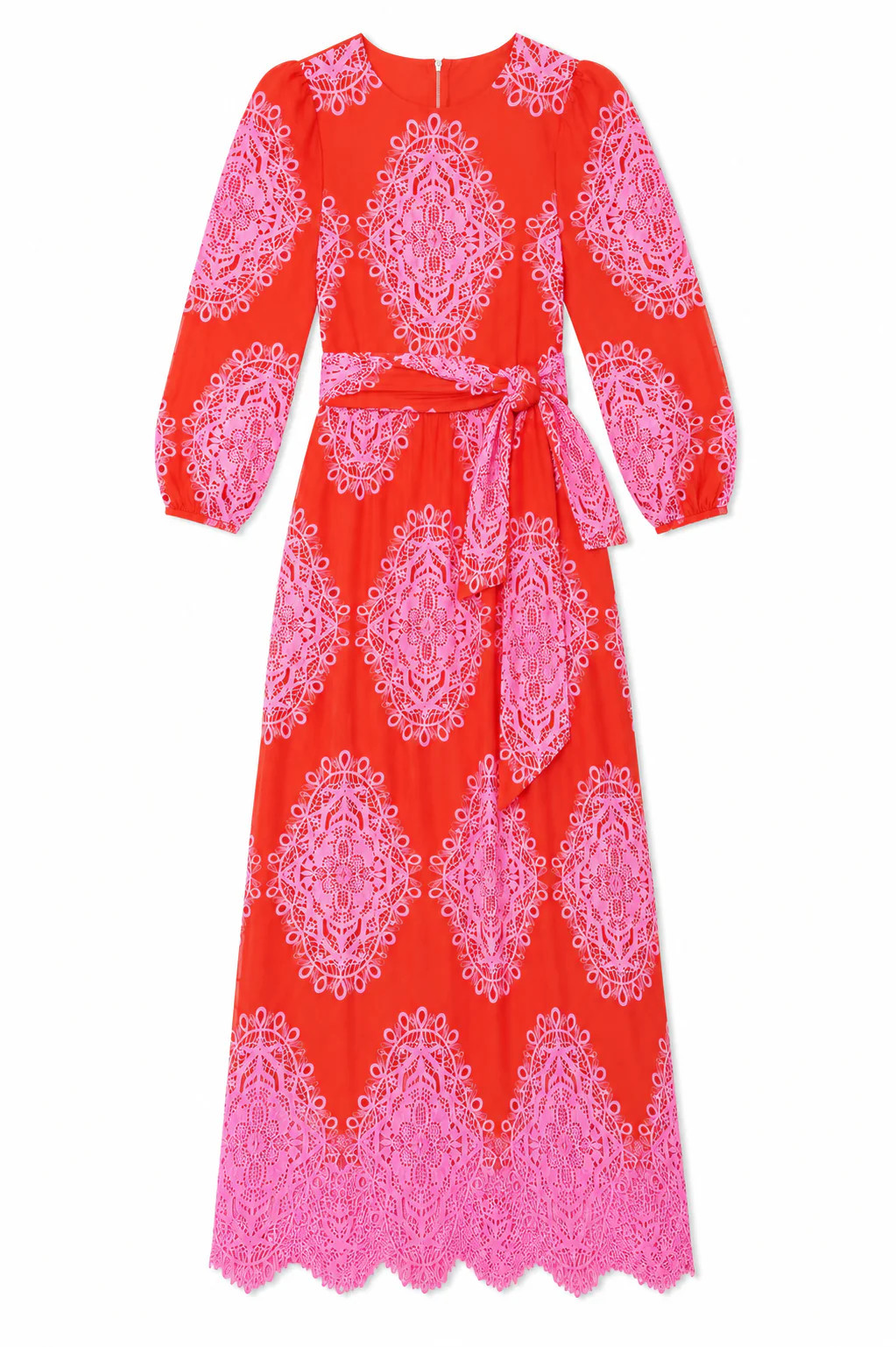 Constance Lace Dress in Red | Over The Moon