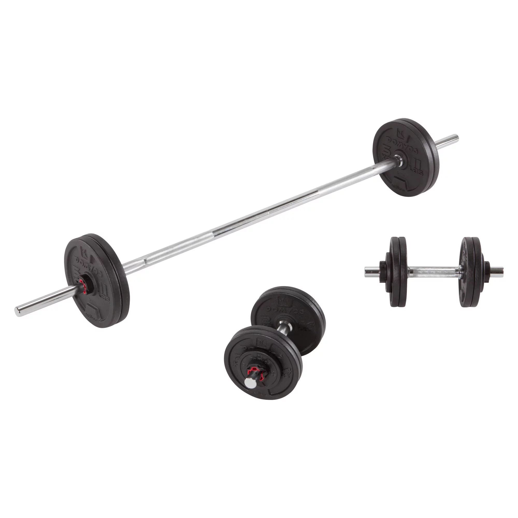 Decathlon 110lb Adjustable Weight Training Cast Iron Dumbbell and Barbell Set | Walmart (US)