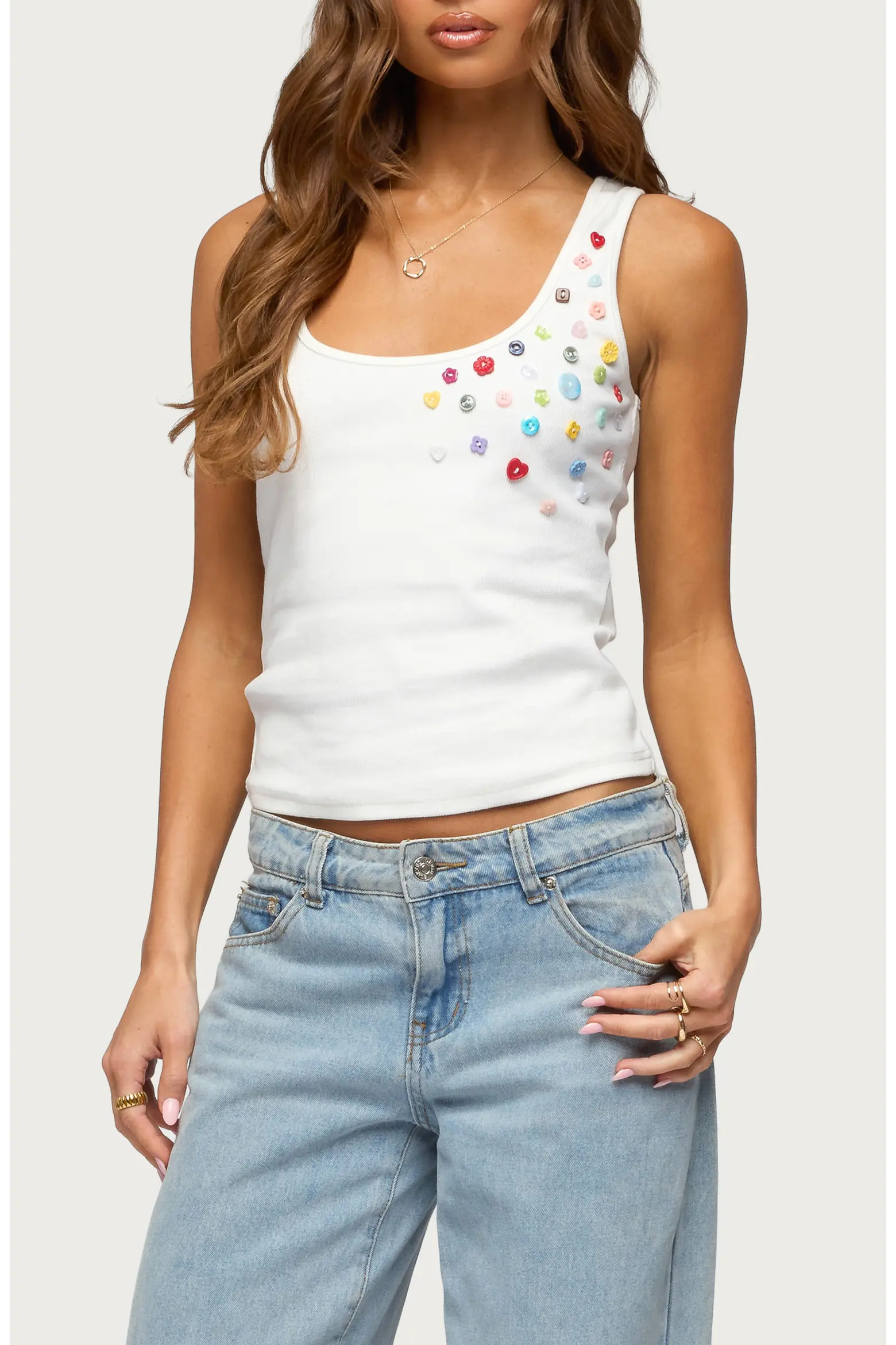 Natash Mixed Button Tank Top (Women) | Nordstrom | Nordstrom