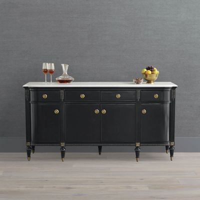 Regency Bow Front Sideboard with Carrara Marble Top & Gold Accents | Frontgate
