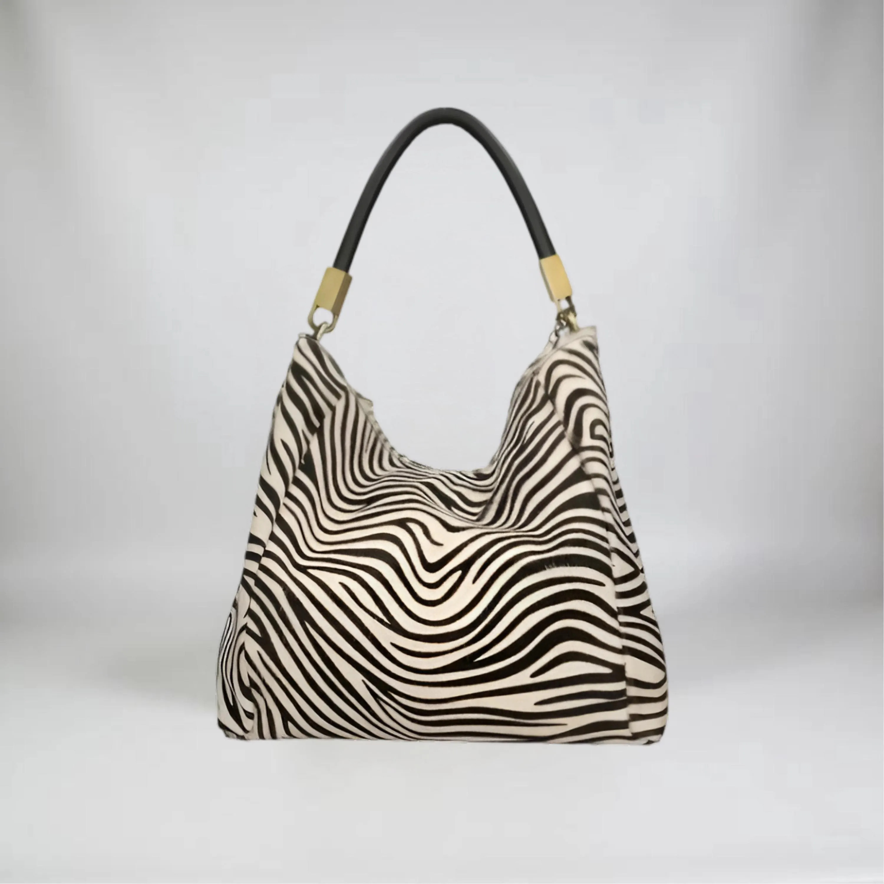 Large Zebra Print Calf Hair Hobo, Italian Leather Animal Print Tote, Slouchy Hair-on-Hide Shoulder Purse, Made in Italy Fur Handbag | Etsy (Global)