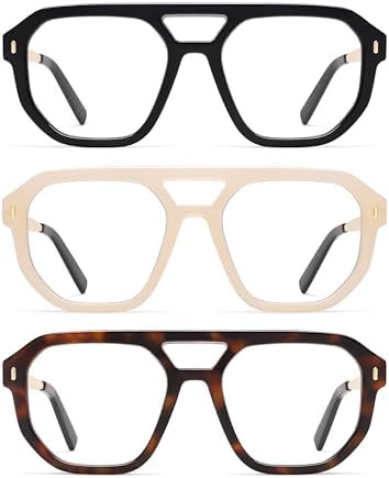 AMOMOMA Retro Square Aviator Reading Glasses for Women,Blue Light Blocking Computer Readers readi... | Amazon (US)