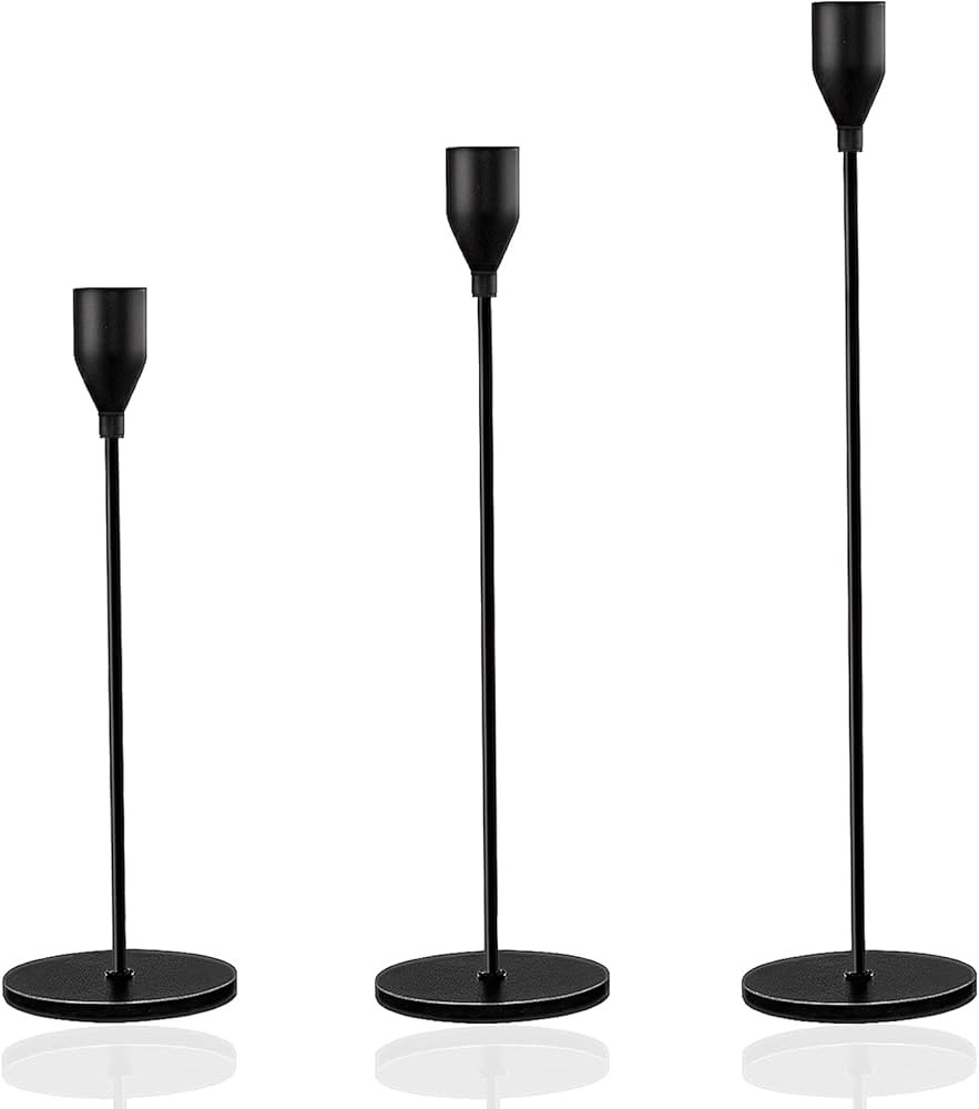 Tapered Candlestick Holders Bulk, Tall Candle Holder Set of 3 for Long Candles, Candelabra Fits 3... | Amazon (US)