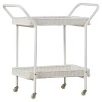 Bay Isle Home Warba Bar Cart with Metal Frame and Wicker Outer | Wayfair | Wayfair North America