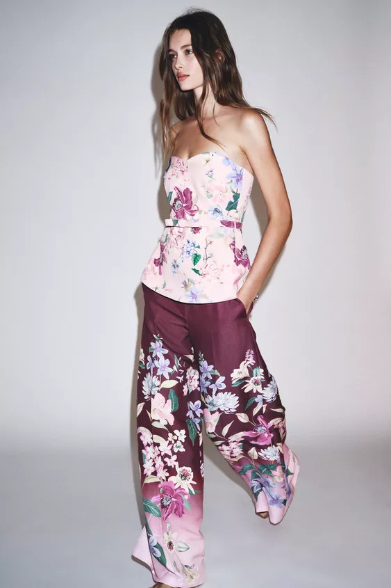 FLORAL PRINT WIDE LEG PANTS | Zara US