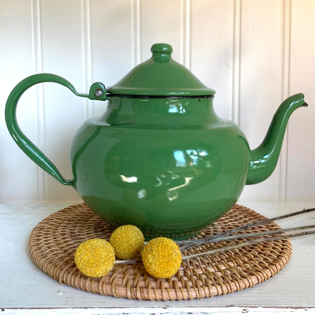 Green Enamel Tea Kettlemade in Yugoslavia - Etsy | Etsy (US)