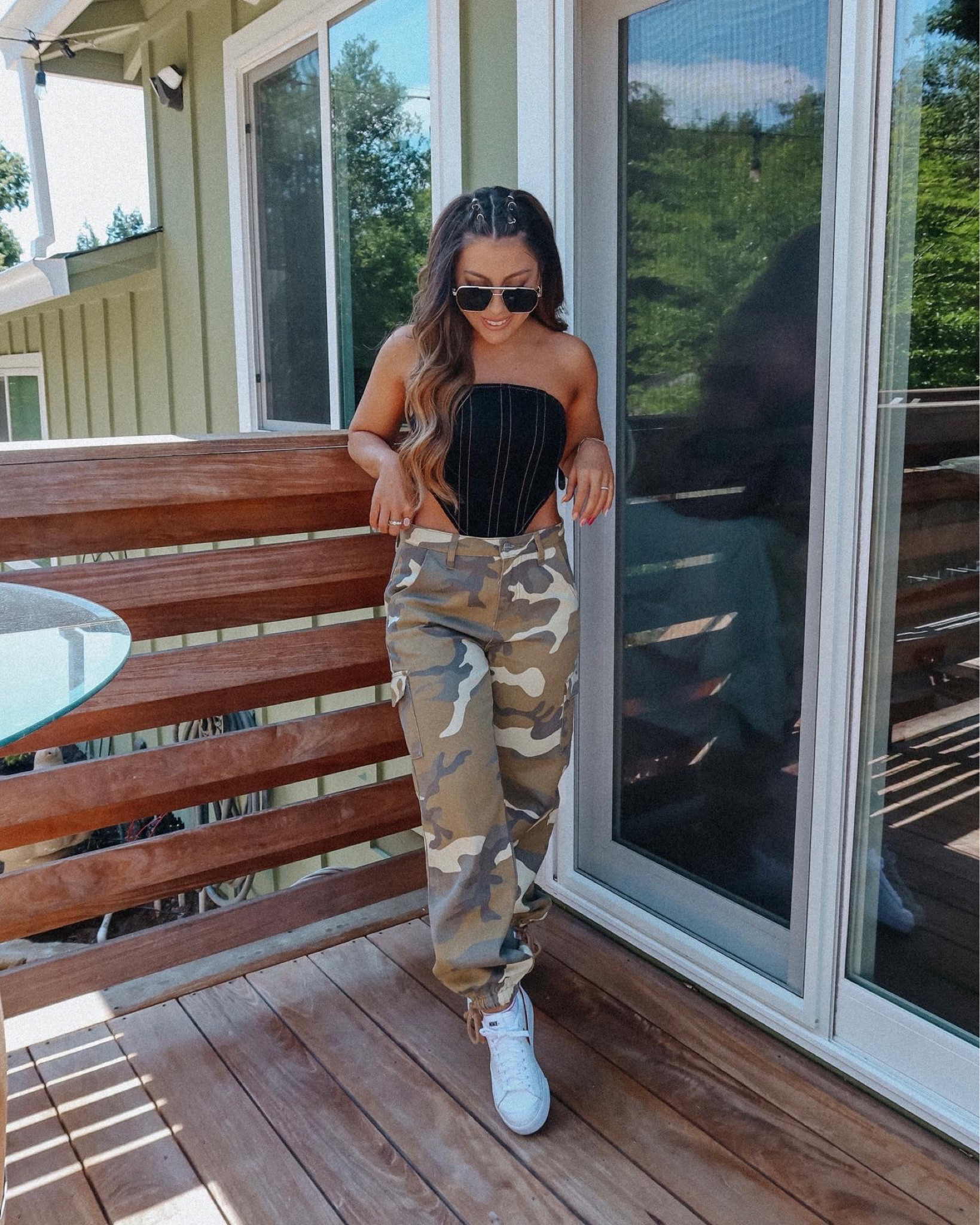 Wearing small in corset and xs in joggers.  Nike sneakers run TTS

Concert outfits 
Nashville outfits 
Country concert 
Festival outfit 
Nike platform sneakers 
Camo pants
Corset



#LTKunder100 #LTKunder50 #LTKSeasonal