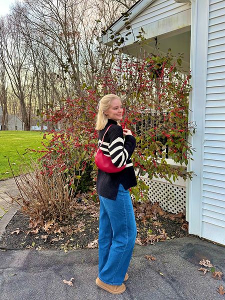 Full outfit from old navy linked here — I’m in love with my wow wide legs jeans from them. This striped sweater is perfectly cozy & i love the pop of red of the purse :)

#LTKHoliday #LTKSeasonal #LTKGiftGuide