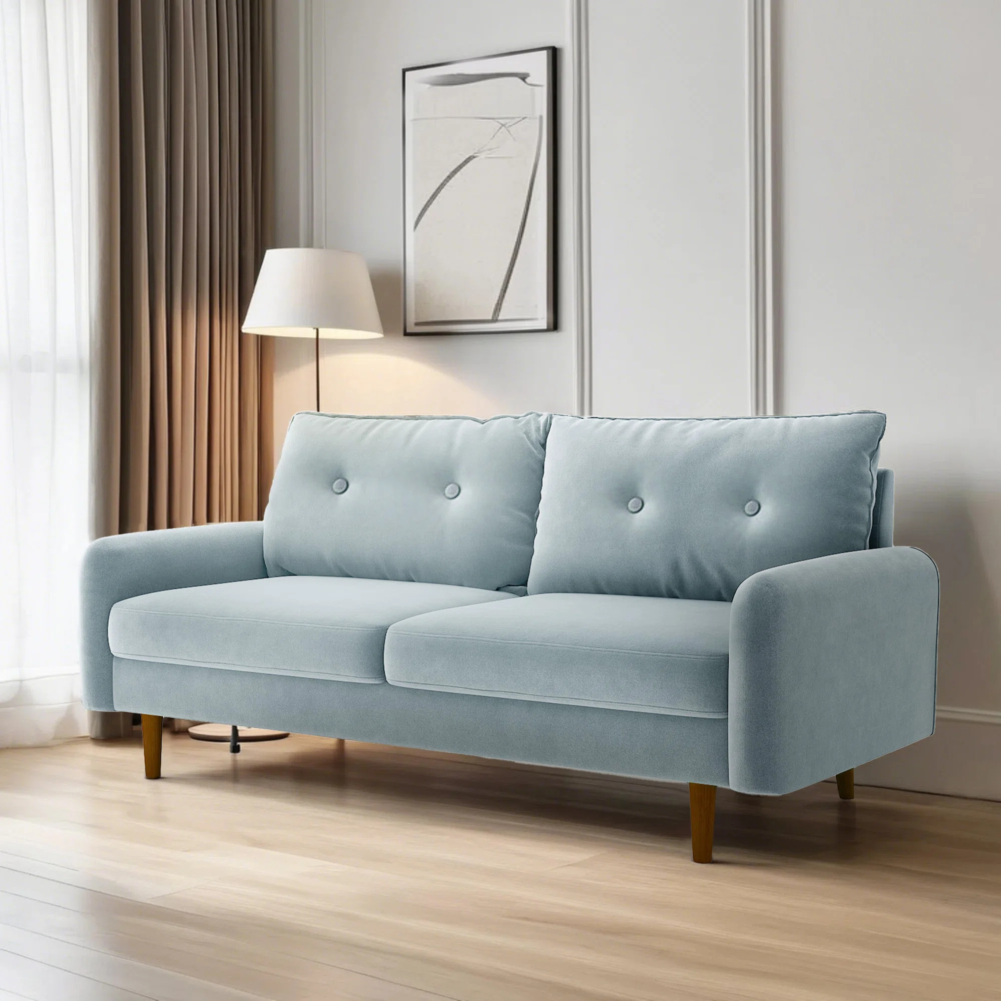 72" Wide Velvet Round Arms Small Apartment Loveseat Sofa | Wayfair North America